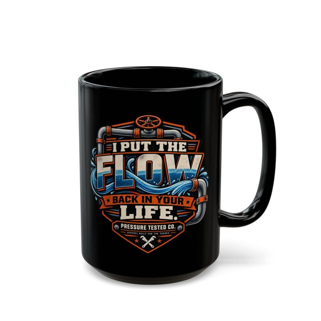 Plumber "I Put the Flow Back in Your Life" Black Coffee Mug (11oz, 15oz)