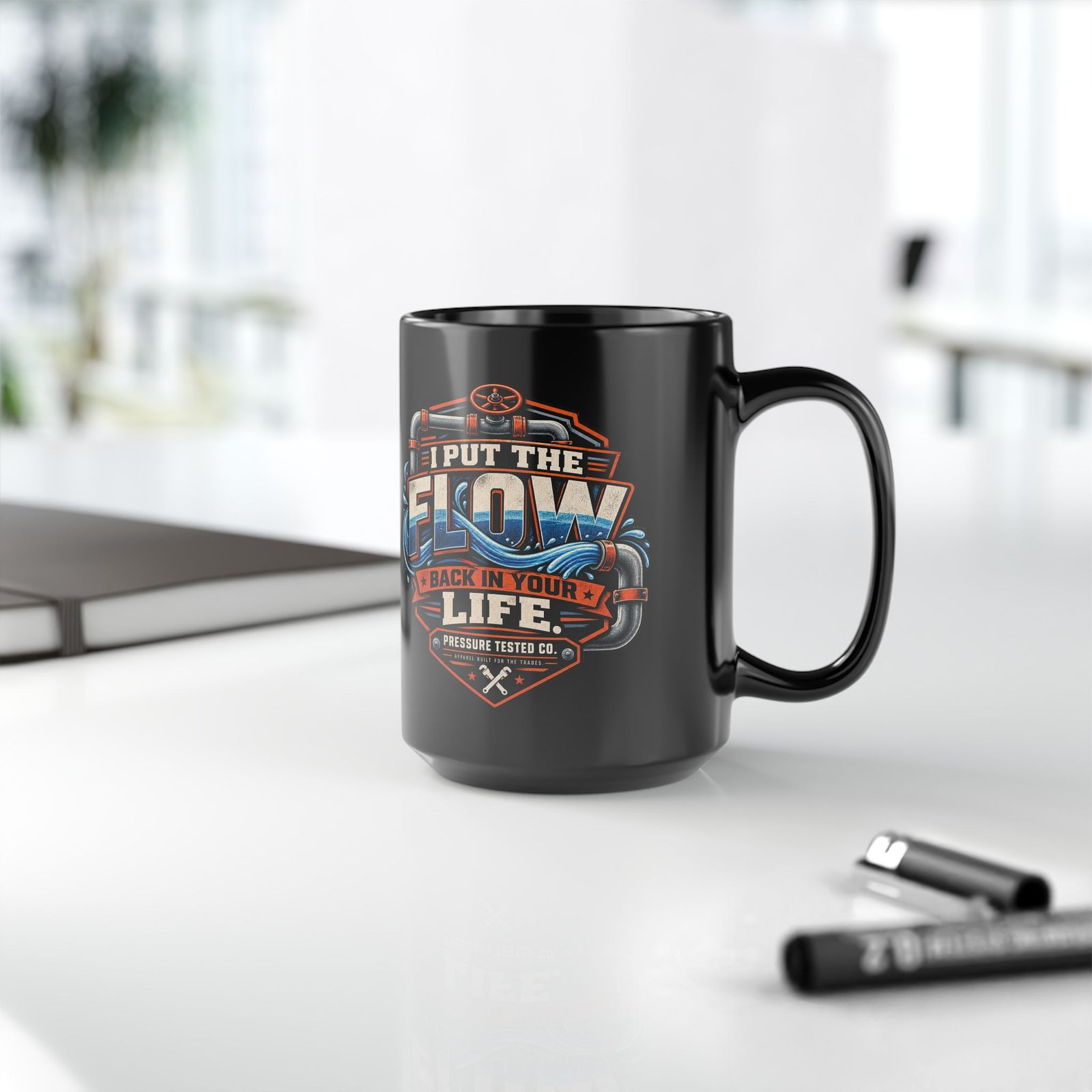 Plumber "I Put the Flow Back in Your Life" Black Coffee Mug (11oz, 15oz) - Image 5