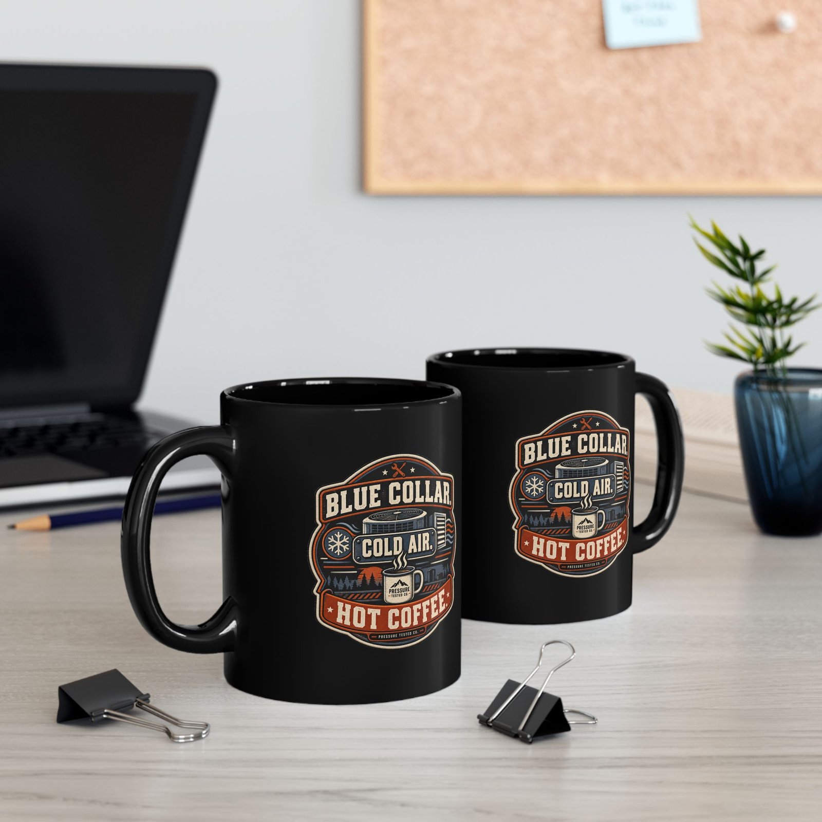 HVAC Mug — "Blue Collar. Cold Air. Hot Coffee." Black Coffee Cup (11oz / 15oz) - Image 13