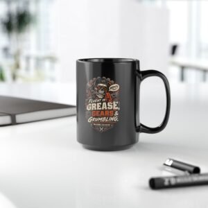 Mechanic Skull Mug — "Fluent in Grease, Gears and Grumbling" Black Coffee Cup (11oz/15oz) - Image 5