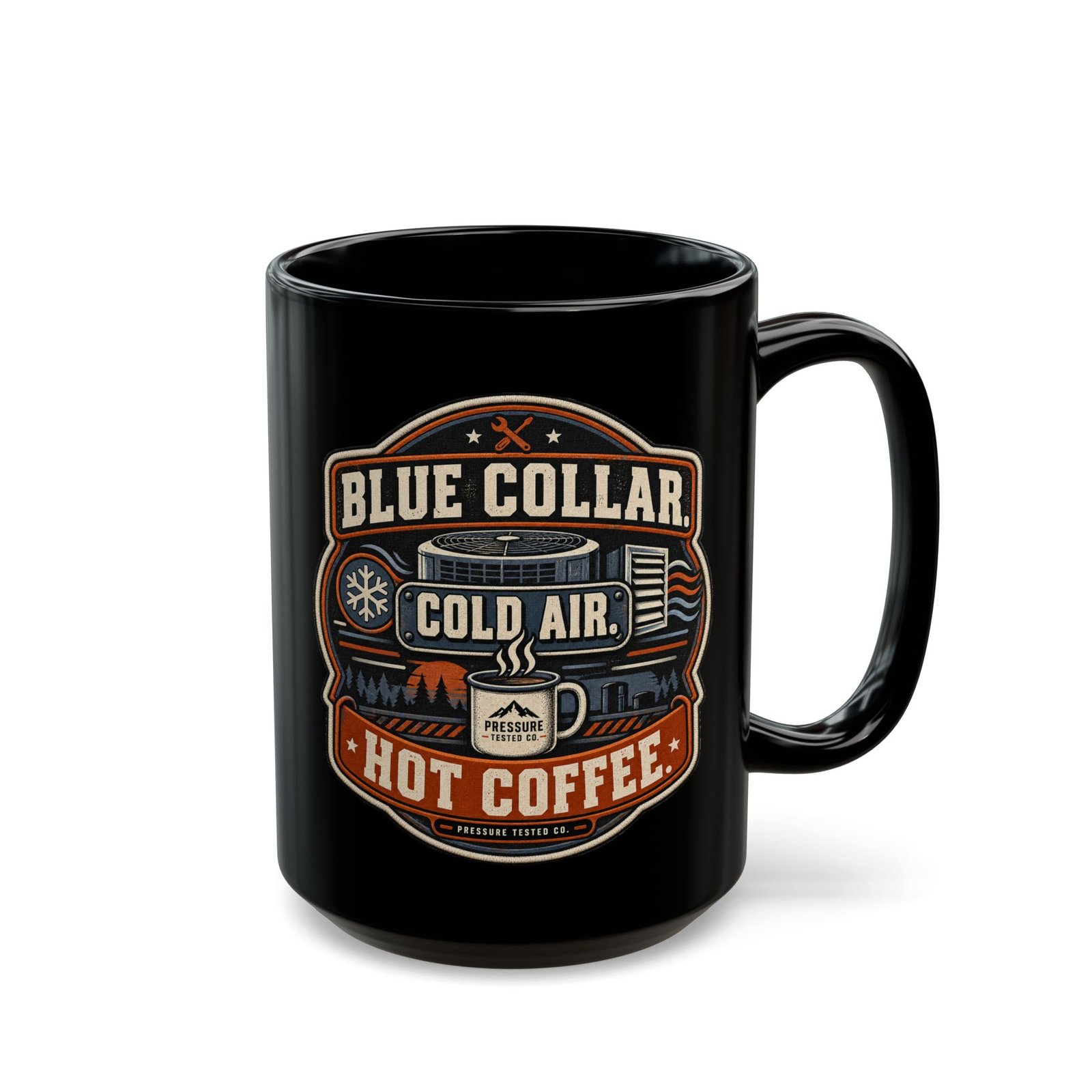 HVAC Mug — "Blue Collar. Cold Air. Hot Coffee." Black Coffee Cup (11oz / 15oz) - Image 6