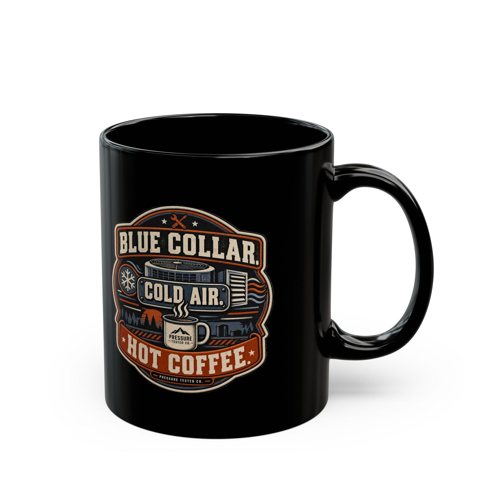 HVAC Mug — "Blue Collar. Cold Air. Hot Coffee." Black Coffee Cup (11oz / 15oz) - Image 8