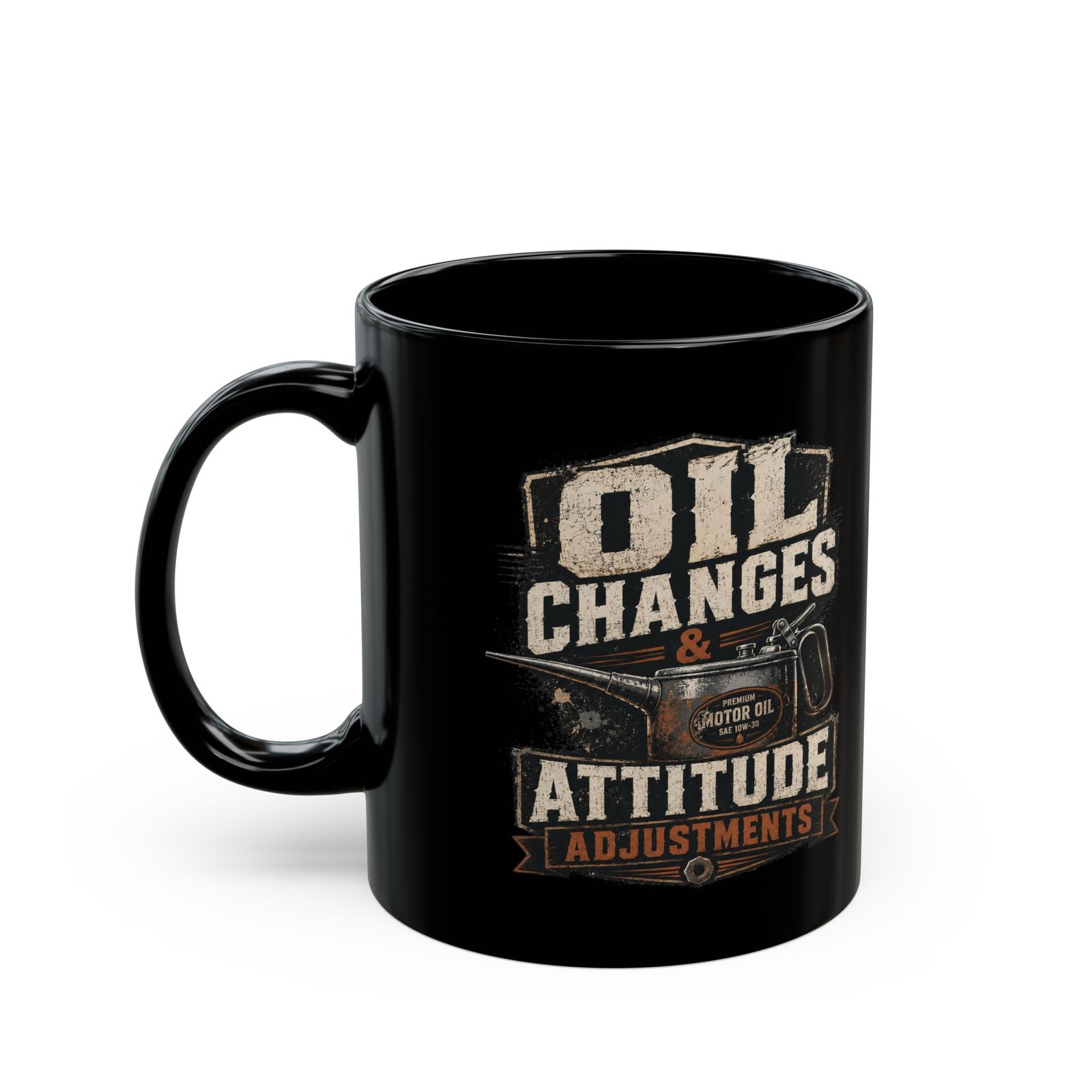 Mechanic's Mug — "Oil Changes and Attitude Adjustments" Black Coffee Cup (11oz / 15oz) - Image 9