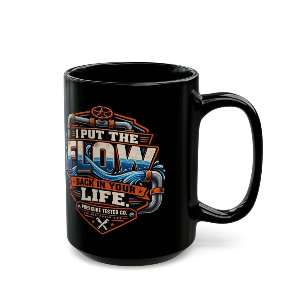 Plumber "I Put the Flow Back in Your Life" Black Coffee Mug (11oz, 15oz)