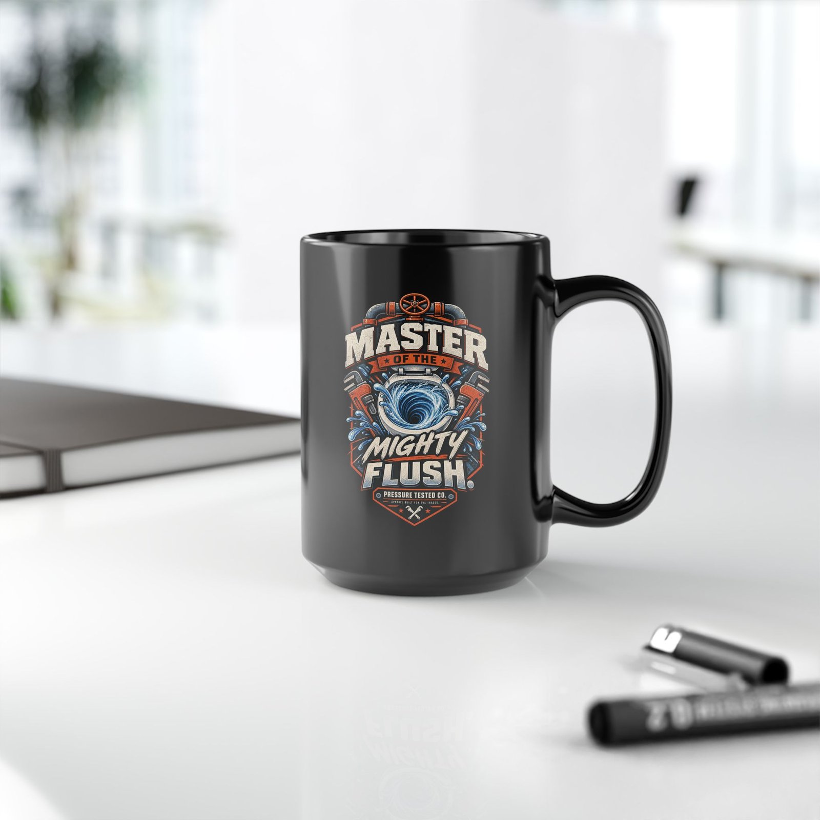 Master of the Mighty Flush Mug — Funny Plumber Toilet Humor Coffee Cup - Image 5