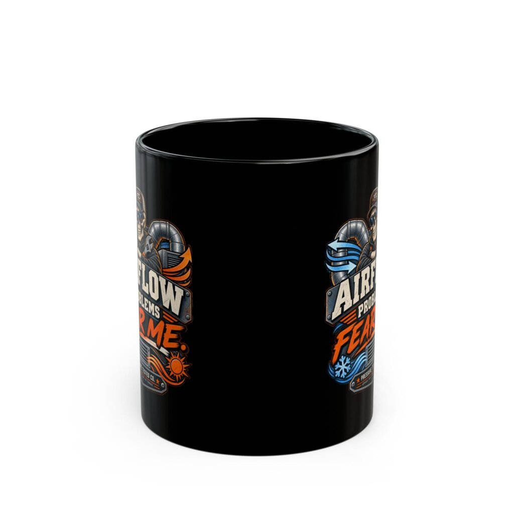 Airflow Problems Fear Me Mug — Mechanic HVAC Technician Coffee Cup (Black, 11oz/15oz)