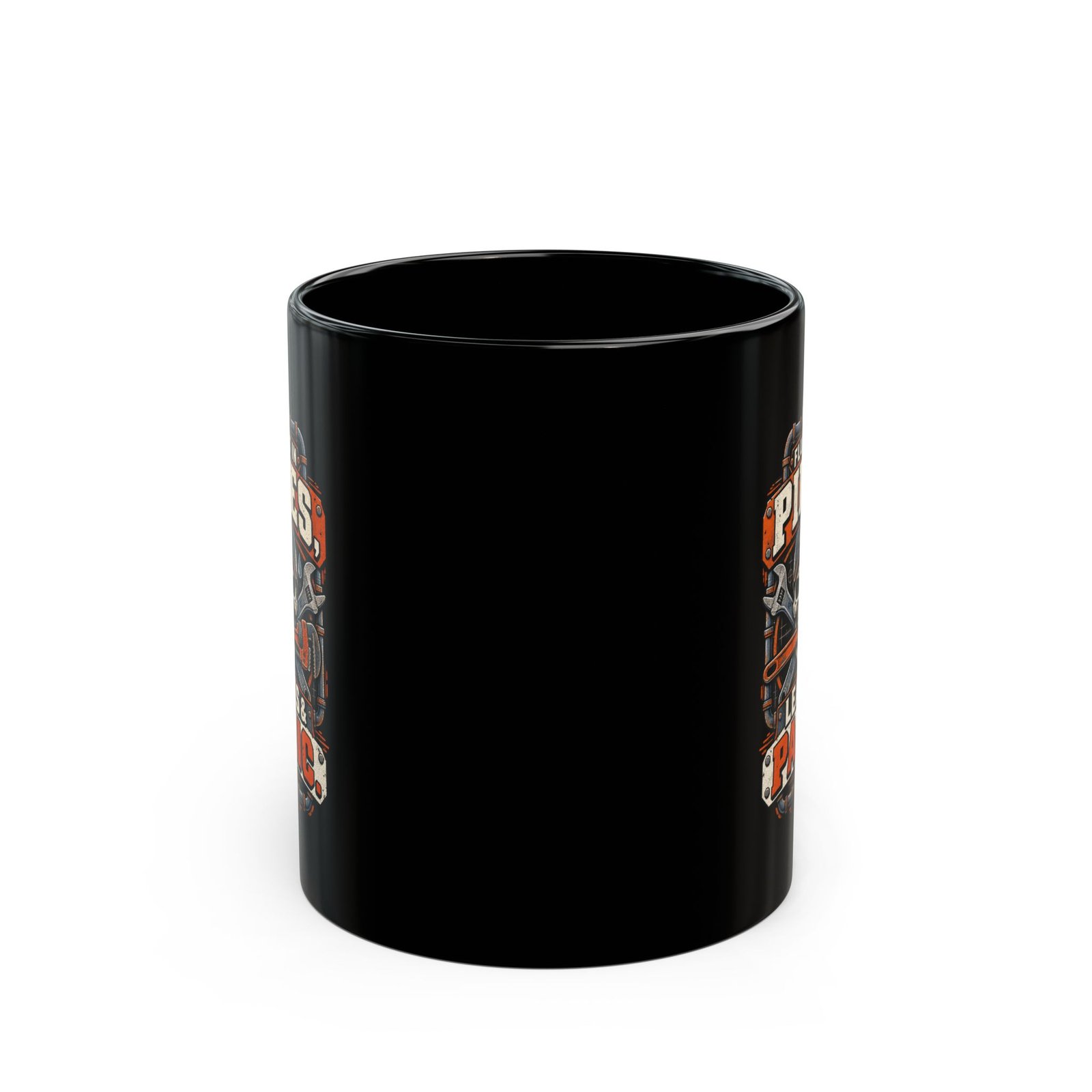 Plumber Skull Mug — "Fluent in Pipes, Leaks and Panic" Black Coffee Cup (11oz/15oz) - Image 14