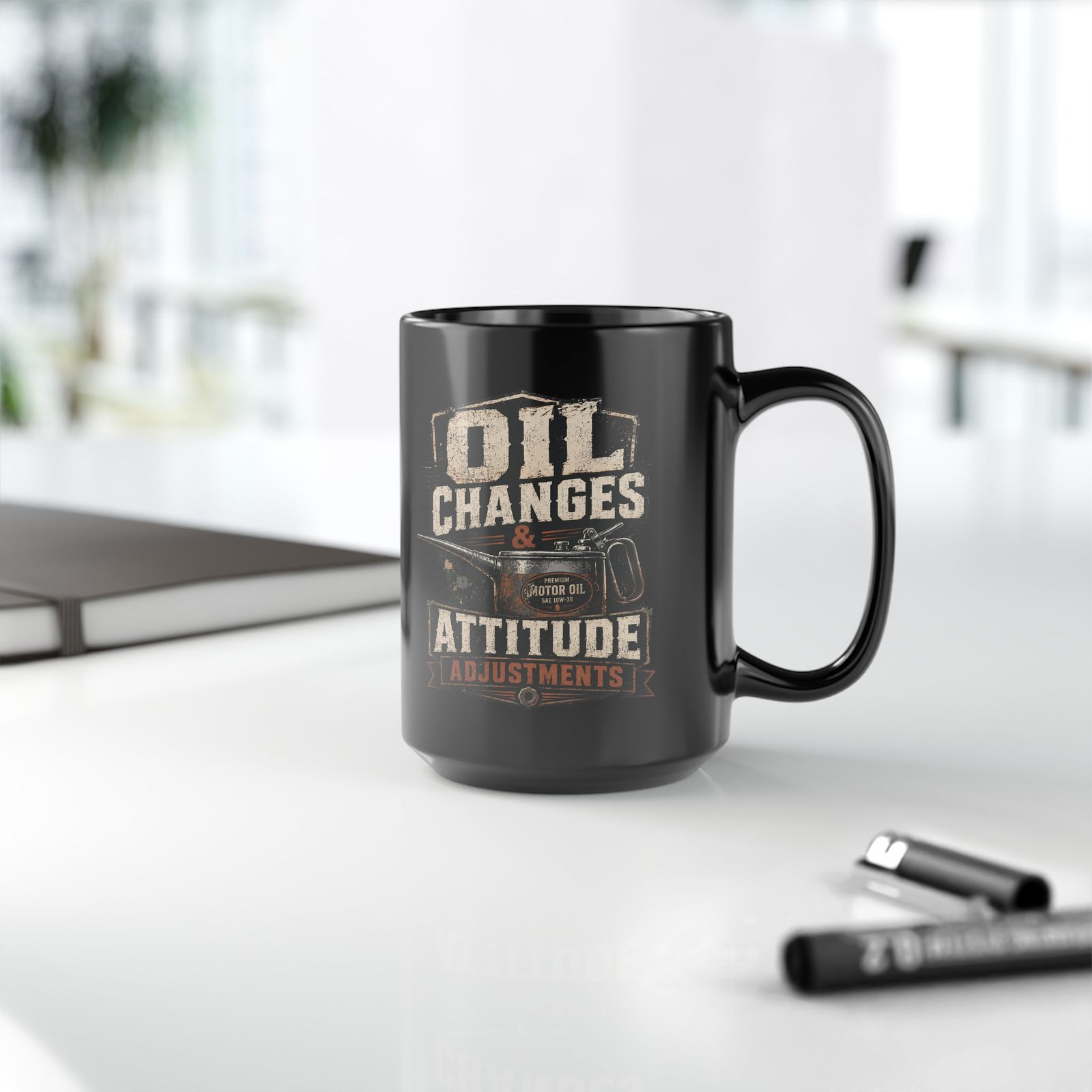 Mechanic's Mug — "Oil Changes and Attitude Adjustments" Black Coffee Cup (11oz / 15oz) - Image 5