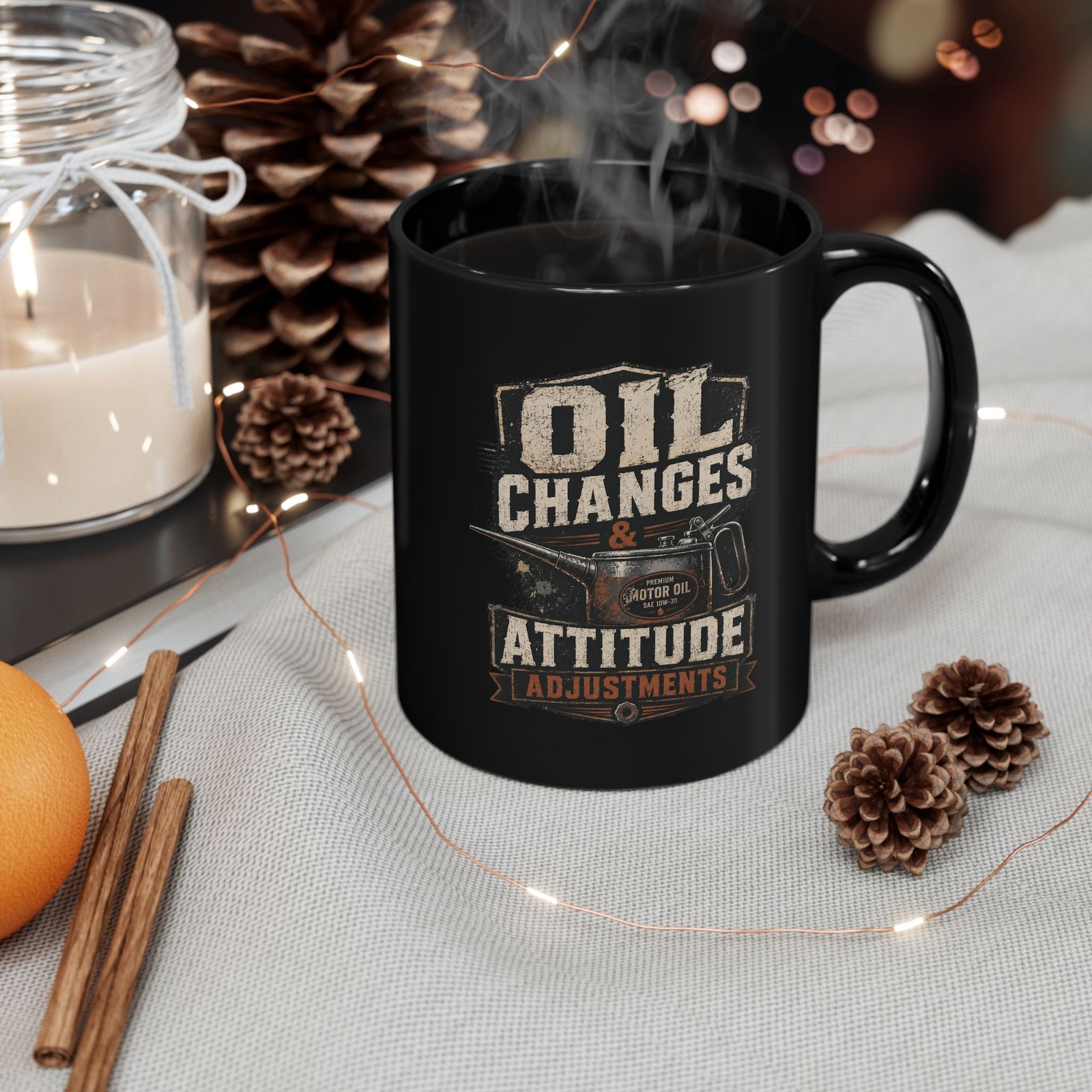 Mechanic's Mug — "Oil Changes and Attitude Adjustments" Black Coffee Cup (11oz / 15oz) - Image 12