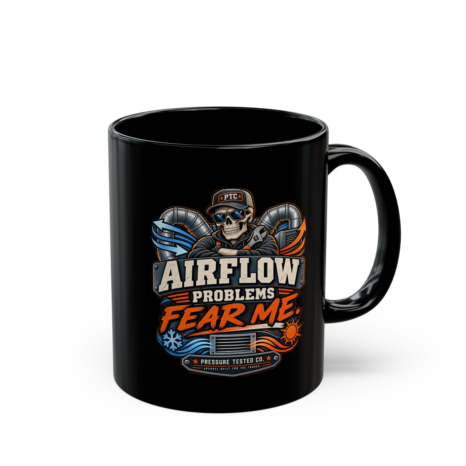 Airflow Problems Fear Me Mug — Mechanic HVAC Technician Coffee Cup (Black, 11oz/15oz) - Image 11