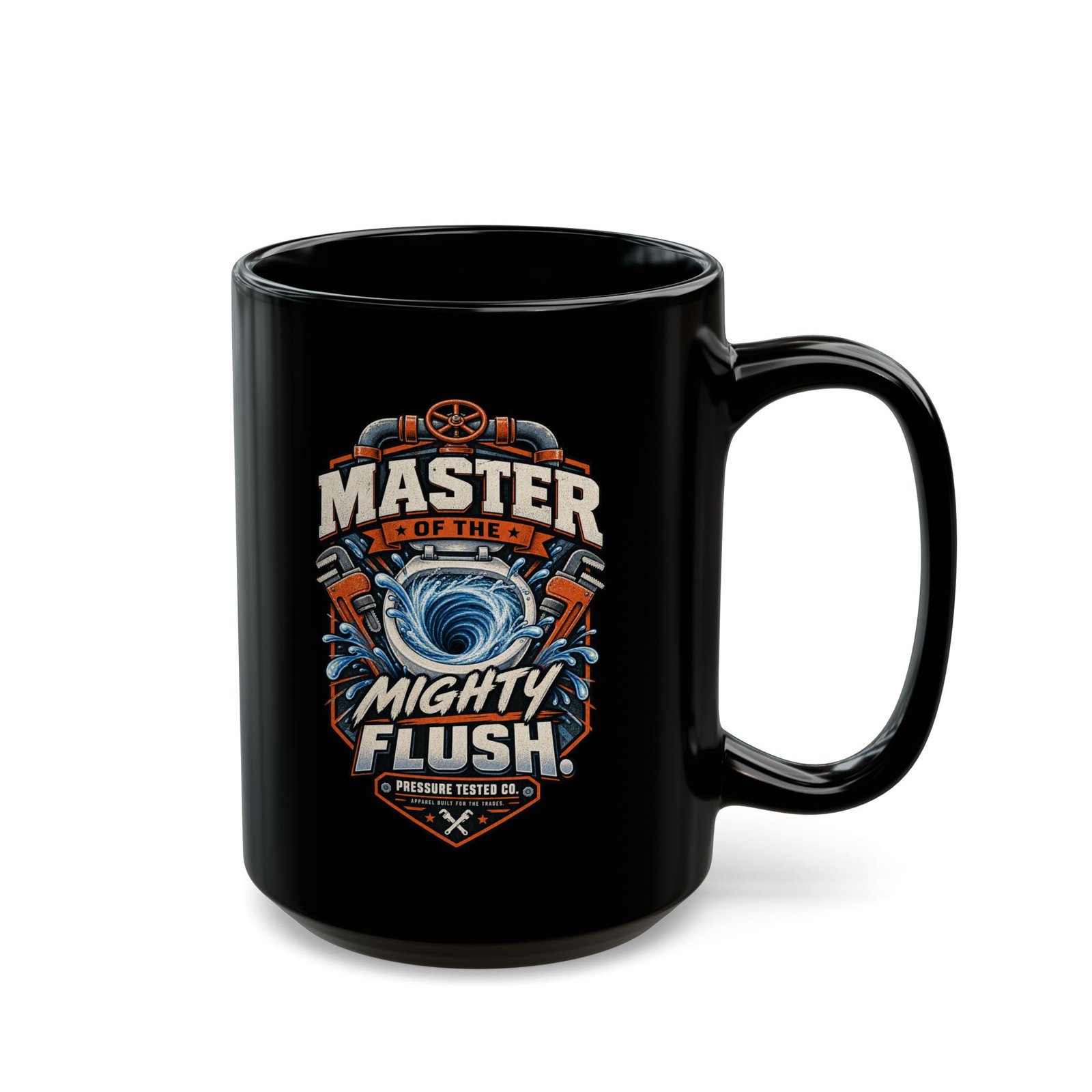 Master of the Mighty Flush Mug — Funny Plumber Toilet Humor Coffee Cup - Image 2