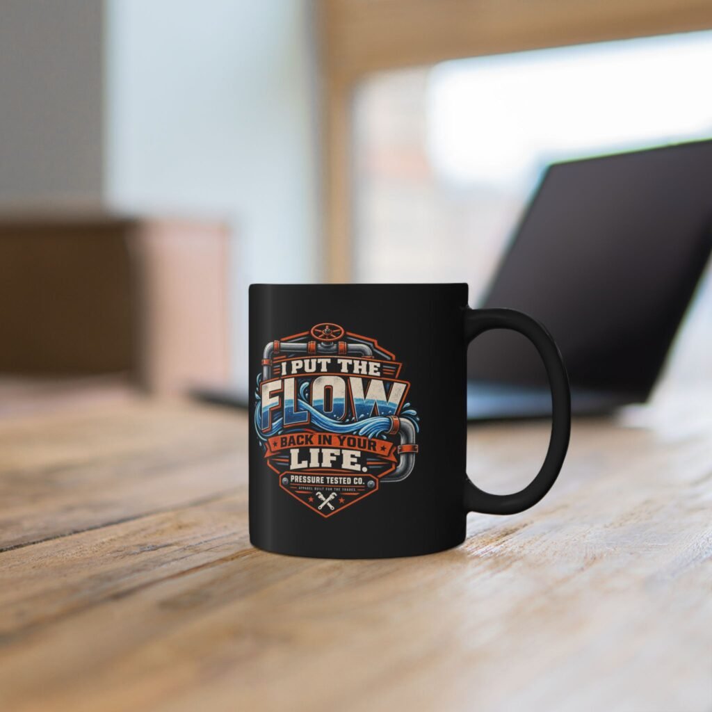 Plumber "I Put the Flow Back in Your Life" Black Coffee Mug (11oz, 15oz)