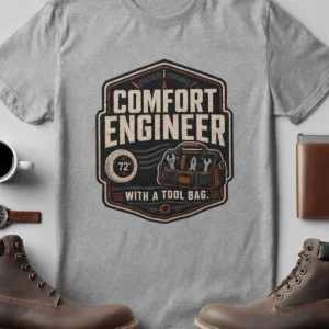 HVAC Tech T-Shirt — "Comfort Engineer" Vintage Tee with a Tool Bag — athletic-heather t-shirt, flat-lay product photo | Pressure Tested Co