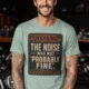 Warning Sign T-Shirt — "The Noise Was Not 'Probably Fine'" Vintage Graphic Tee — bay t-shirt, model photo | Pressure Tested Co