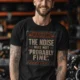 Warning Sign T-Shirt — "The Noise Was Not 'Probably Fine'" Vintage Graphic Tee — black t-shirt, model photo | Pressure Tested Co