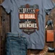 "No Leaks, No Drama, Just Wrenches" Vintage Plumbing Tee — blue-jean t-shirt, flat-lay product photo | Pressure Tested Co