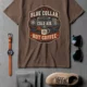 'Blue Collar. Cold Air. Hot Coffee.' T-Shirt — Funny Retro Industrial HVAC Tee — espresso t-shirt, flat-lay product photo | Pressure Tested Co