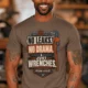"No Leaks, No Drama, Just Wrenches" Vintage Plumbing Tee — espresso t-shirt, model photo | Pressure Tested Co