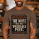 Warning Sign T-Shirt — "The Noise Was Not 'Probably Fine'" Vintage Graphic Tee — espresso t-shirt, model photo | Pressure Tested Co