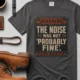 Warning Sign T-Shirt — "The Noise Was Not 'Probably Fine'" Vintage Graphic Tee — graphite t-shirt, flat-lay product photo | Pressure Tested Co