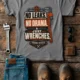 "No Leaks, No Drama, Just Wrenches" Vintage Plumbing Tee — grey t-shirt, flat-lay product photo | Pressure Tested Co
