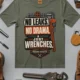 "No Leaks, No Drama, Just Wrenches" Vintage Plumbing Tee — moss t-shirt, flat-lay product photo | Pressure Tested Co