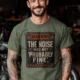 Warning Sign T-Shirt — "The Noise Was Not 'Probably Fine'" Vintage Graphic Tee — moss t-shirt, model photo | Pressure Tested Co