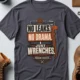 "No Leaks, No Drama, Just Wrenches" Vintage Plumbing Tee — navy t-shirt, flat-lay product photo | Pressure Tested Co