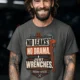 "No Leaks, No Drama, Just Wrenches" Vintage Plumbing Tee — pepper t-shirt, model photo | Pressure Tested Co