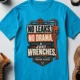 "No Leaks, No Drama, Just Wrenches" Vintage Plumbing Tee — sapphire t-shirt, flat-lay product photo | Pressure Tested Co