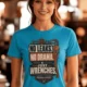 "No Leaks, No Drama, Just Wrenches" Vintage Plumbing Tee — sapphire t-shirt, model photo | Pressure Tested Co