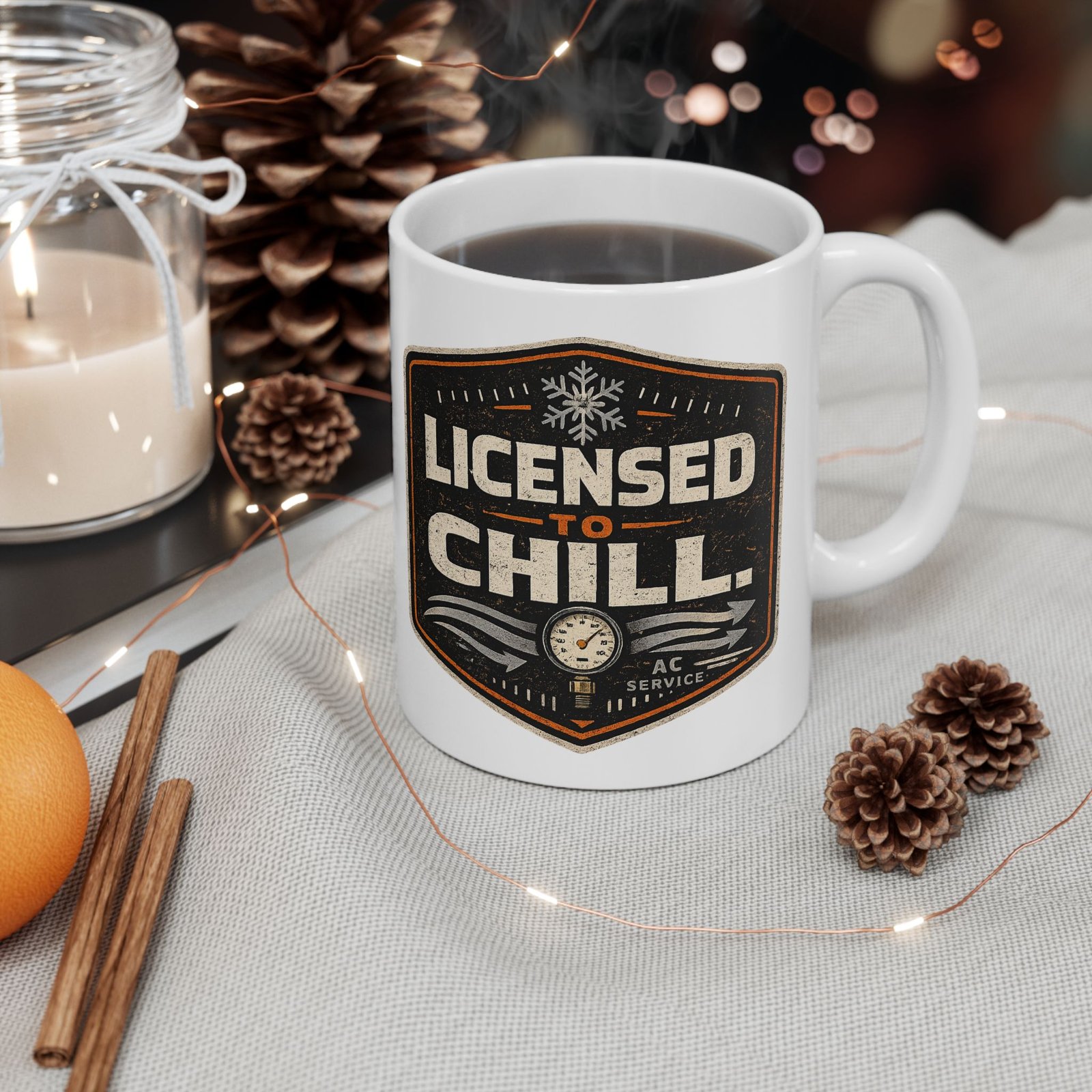 Humorous HVAC Technician Mug — "Licensed To Chill" Ceramic Coffee Cup (11oz/15oz) - Image 1