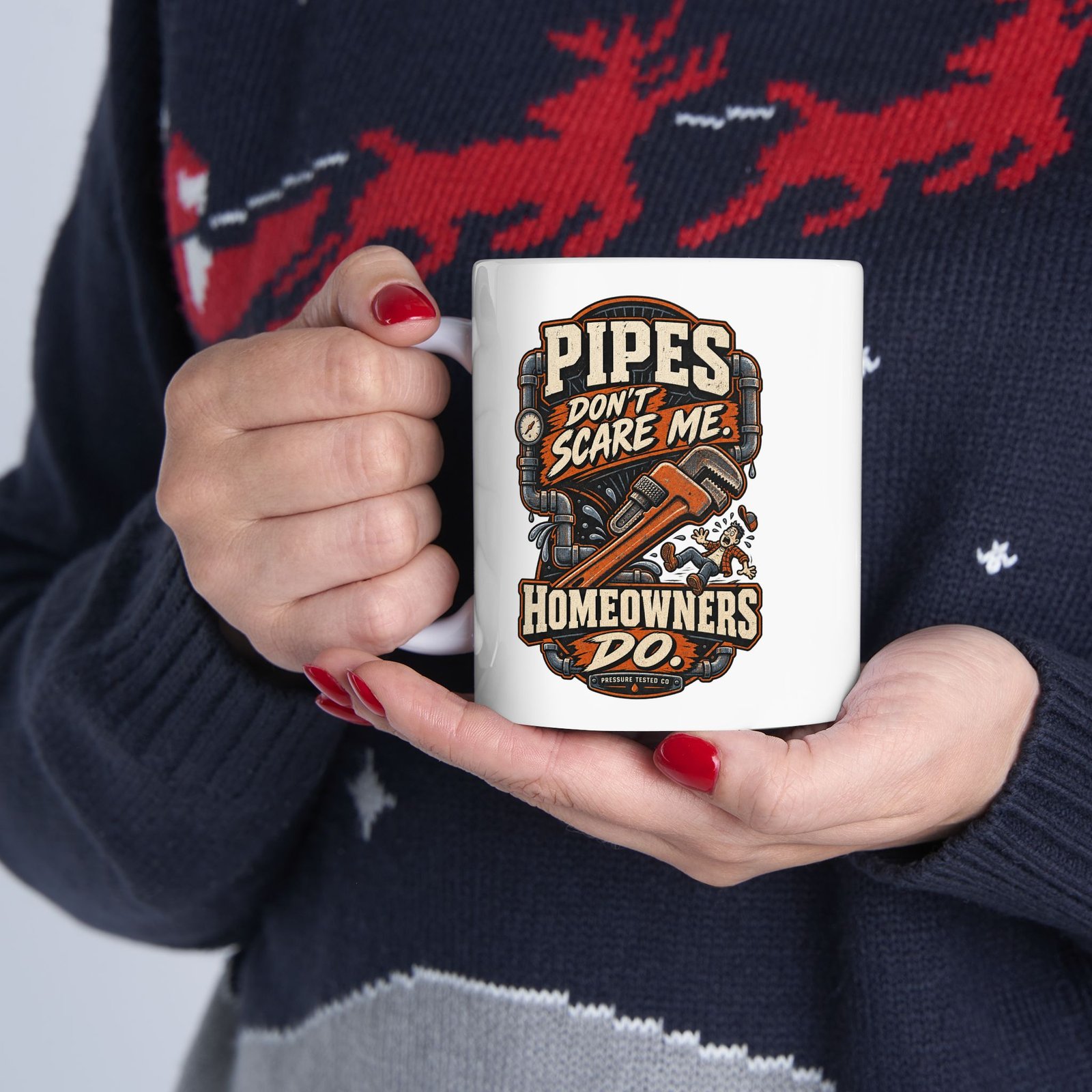 Plumber Mug — "Pipes Don't Scare Me, Homeowners Do" Retro Ceramic Mug (11oz/15oz) - Image 3