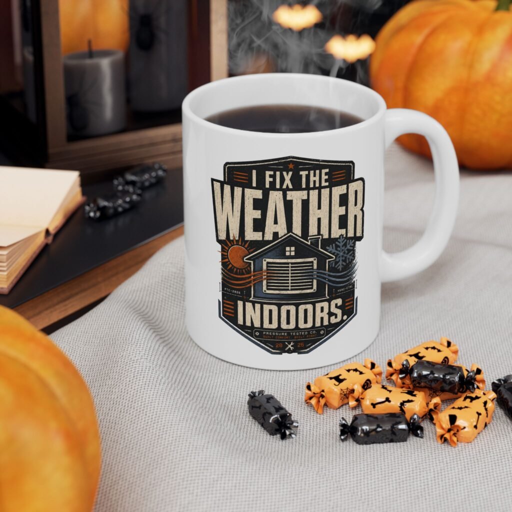 HVAC Technician Mug — "I Fix The Weather Indoors" Ceramic Coffee Cup (11oz/15oz)