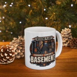 Plumber Mug — "Weekend Plans? Probably Someone's Basement" Vintage Industrial Shop Design (White 11oz / 15oz) - Image 3
