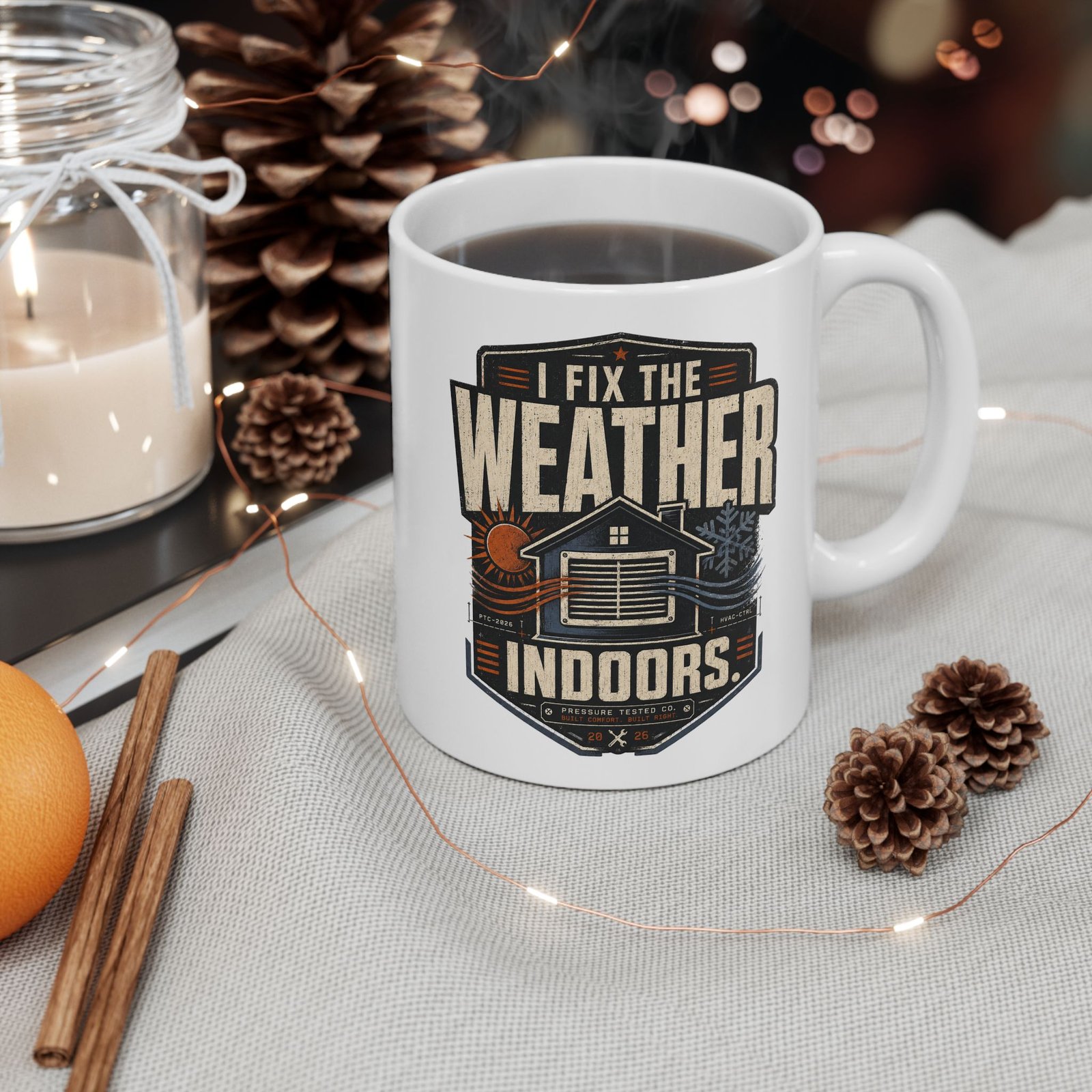 HVAC Technician Mug — "I Fix The Weather Indoors" Ceramic Coffee Cup (11oz/15oz) - Image 1