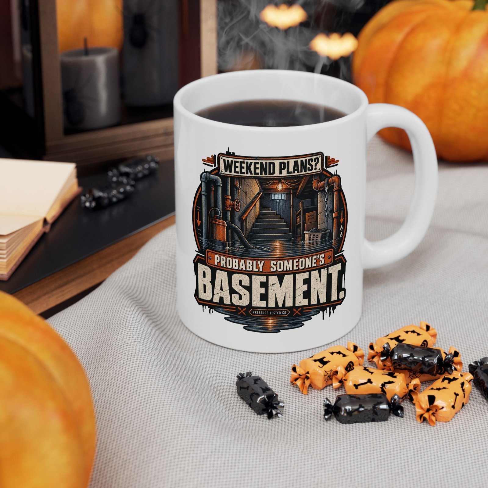 Plumber Mug — "Weekend Plans? Probably Someone's Basement" Vintage Industrial Shop Design (White 11oz / 15oz) - Image 2