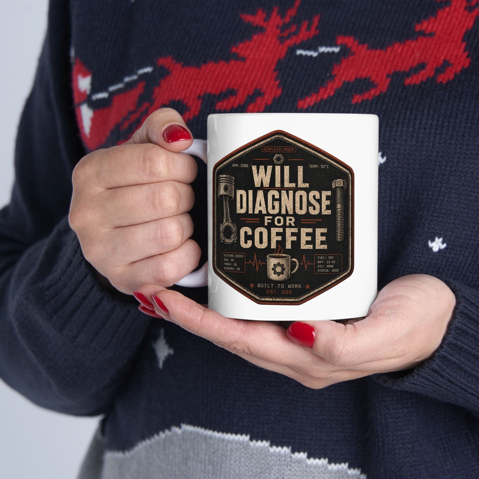 Will Diagnose for Coffee Mug — Funny  Mechanic Coffee Cup - Image 3
