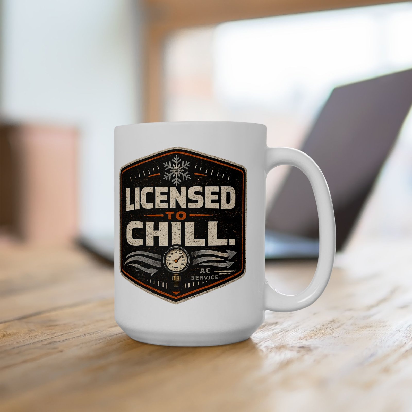 Humorous HVAC Technician Mug — "Licensed To Chill" Ceramic Coffee Cup (11oz/15oz) - Image 4