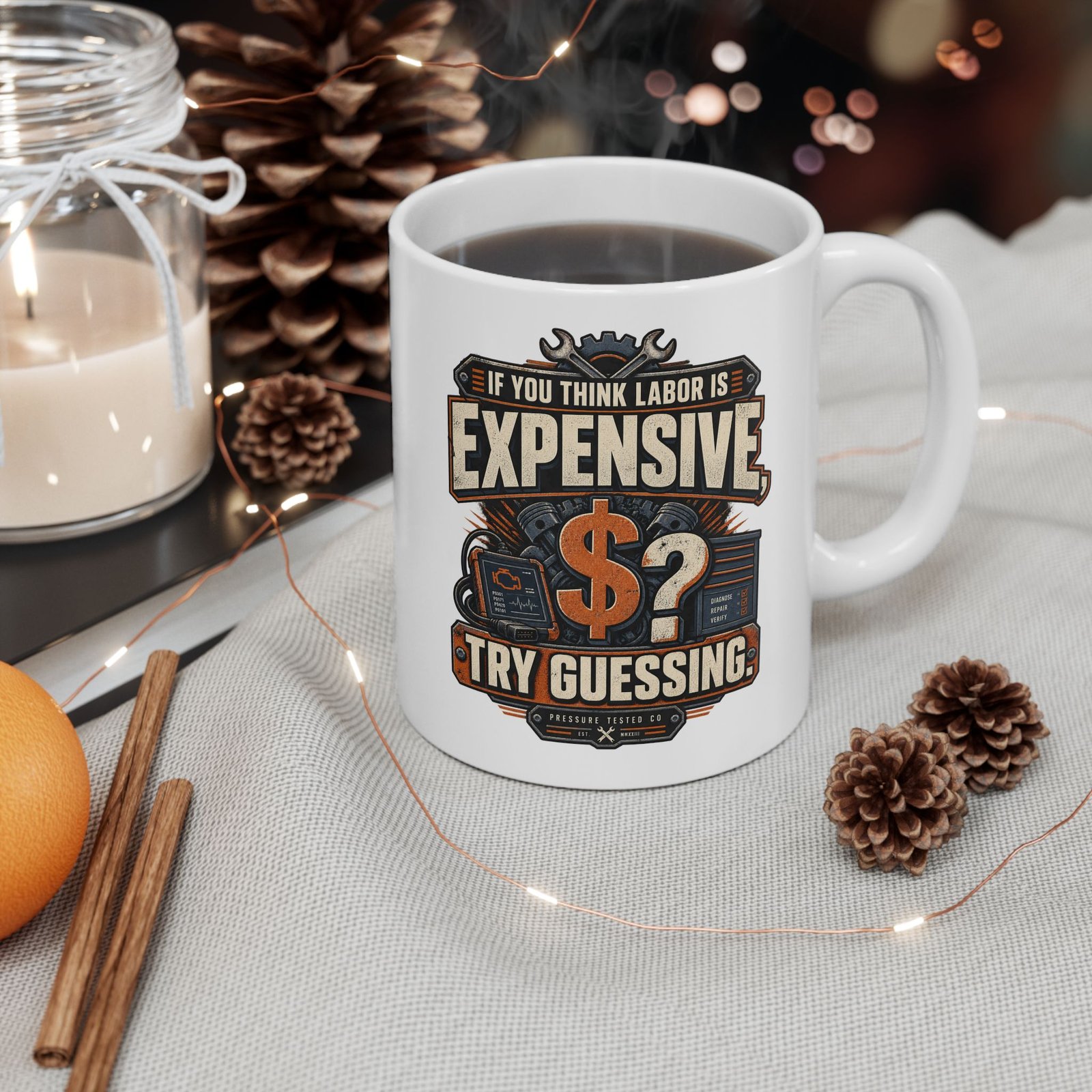Trades Mug — "If You Think Labor Is Expensive, Try Guessing" Vintage Mechanic Coffee Mug (11oz/15oz) - Image 2