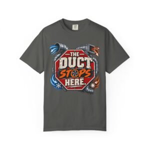 The Duct Stops Here T-Shirt — HVAC Technician Funny Logo Tee - Image 23