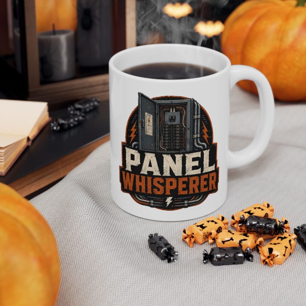 Electrical Technician Mug — "Panel Whisperer" Ceramic Coffee Cup (11oz/15oz)