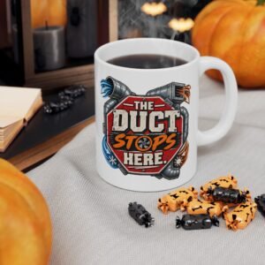 HVAC Technician Mug — "The Duct Stops Here" Vintage Graphic Ceramic Coffee Cup (11 oz, 15 oz) - Image 2