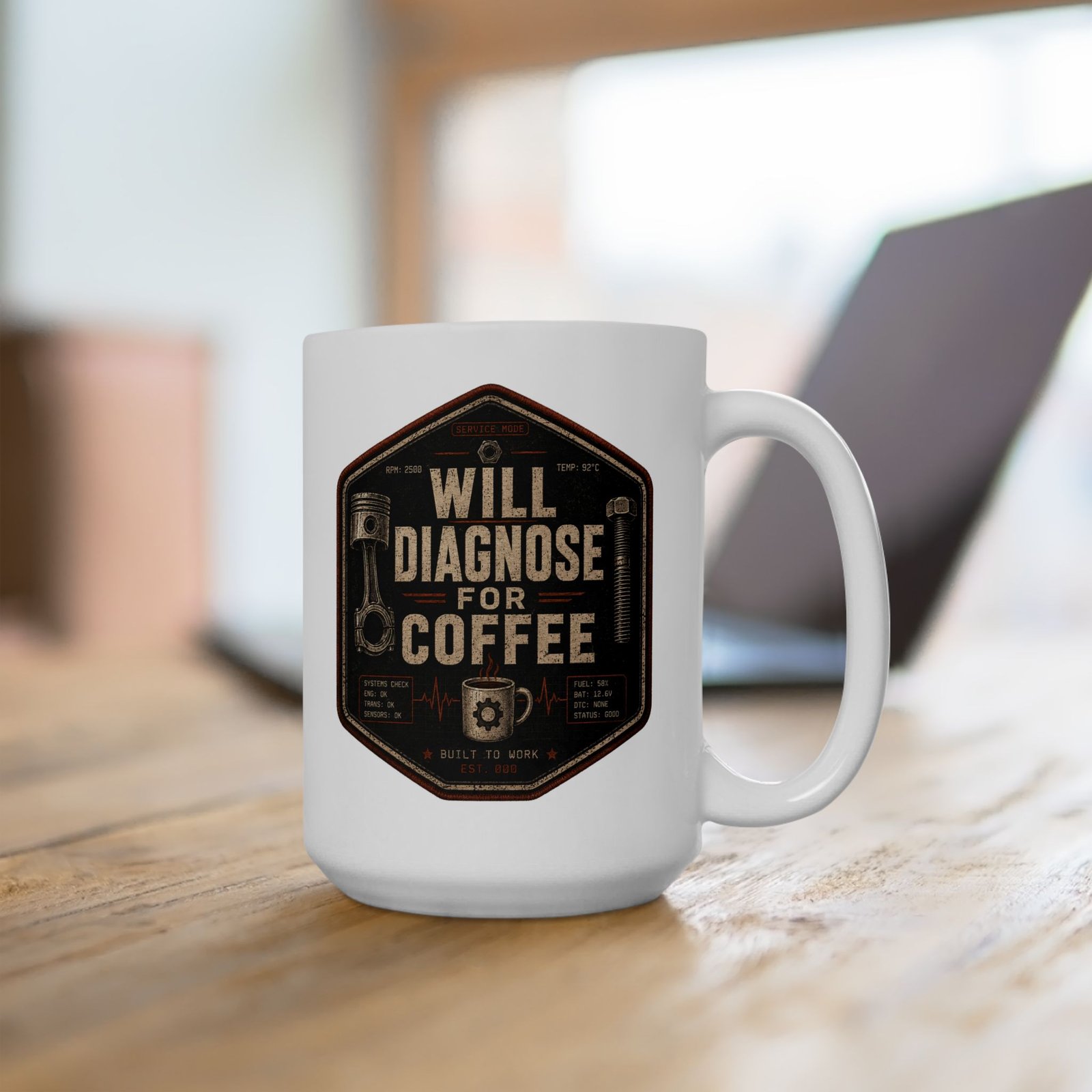 Will Diagnose for Coffee Mug — Funny  Mechanic Coffee Cup - Image 4