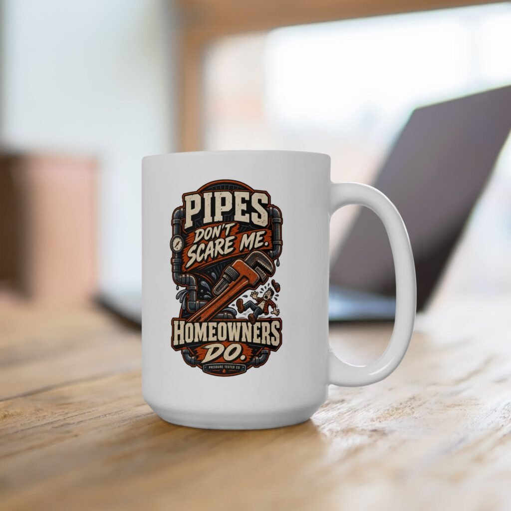 Plumber Mug — "Pipes Don't Scare Me, Homeowners Do" Retro Ceramic Mug (11oz/15oz)
