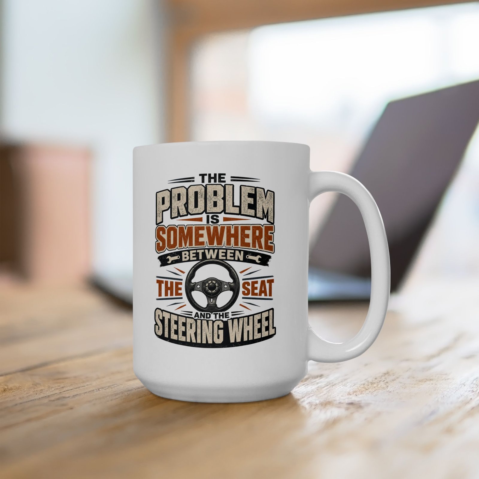 Driving Humor White Ceramic Mug — Vintage Industrial Shop Design (11oz / 15oz) - Image 4