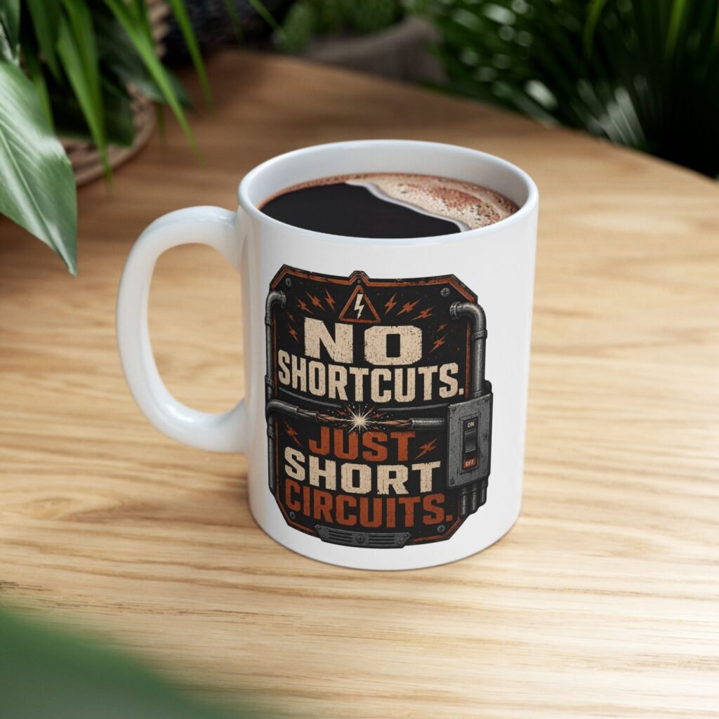 Electrician Ceramic Mug — Vintage Industrial Shop Design (11oz / 15oz)
