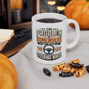 Driving Humor White Ceramic Mug — Vintage Industrial Shop Design (11oz / 15oz) - Image 2