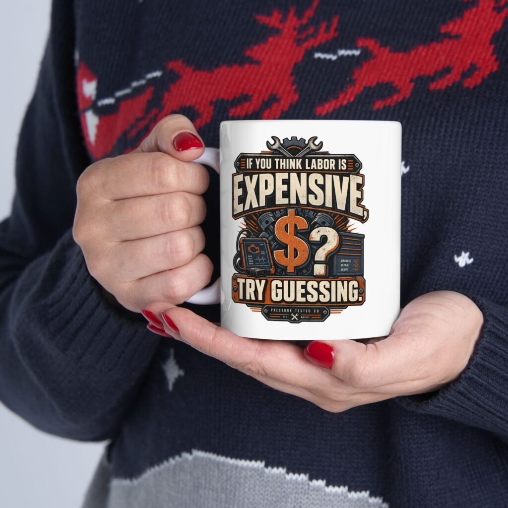 Trades Mug — "If You Think Labor Is Expensive, Try Guessing" Vintage Mechanic Coffee Mug (11oz/15oz)