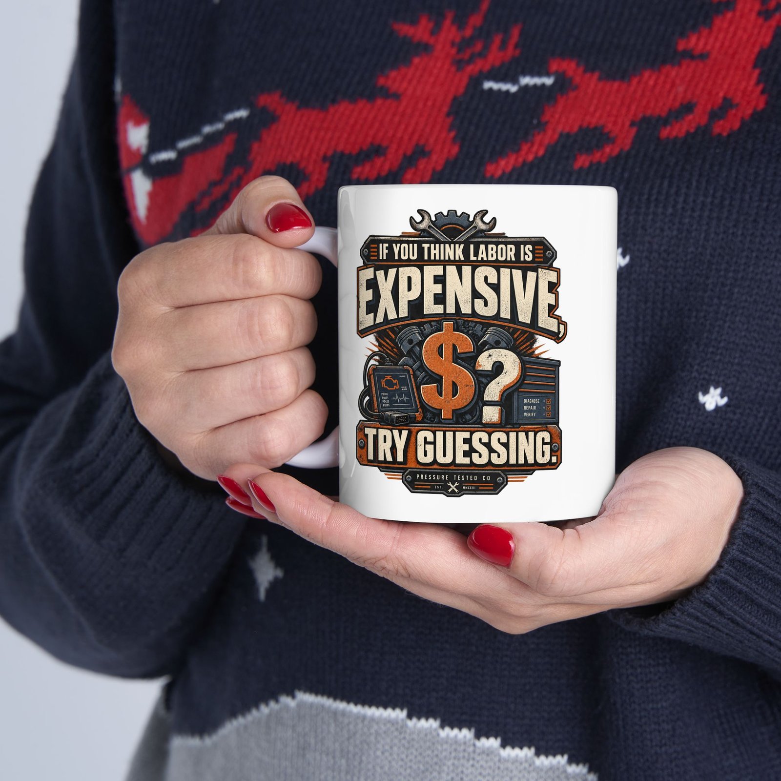 Trades Mug — "If You Think Labor Is Expensive, Try Guessing" Vintage Mechanic Coffee Mug (11oz/15oz) - Image 3